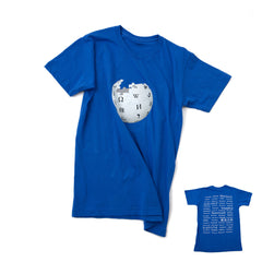 Wikipedia Globe Tee with Wikipedia written in multiple languages